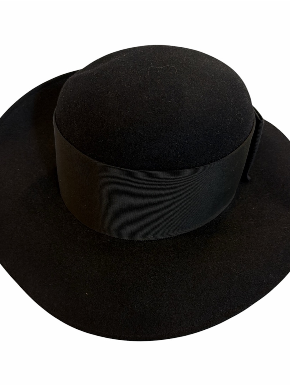 Vintage Frank Olive Private Collection Black Felt Wide Brim Hat